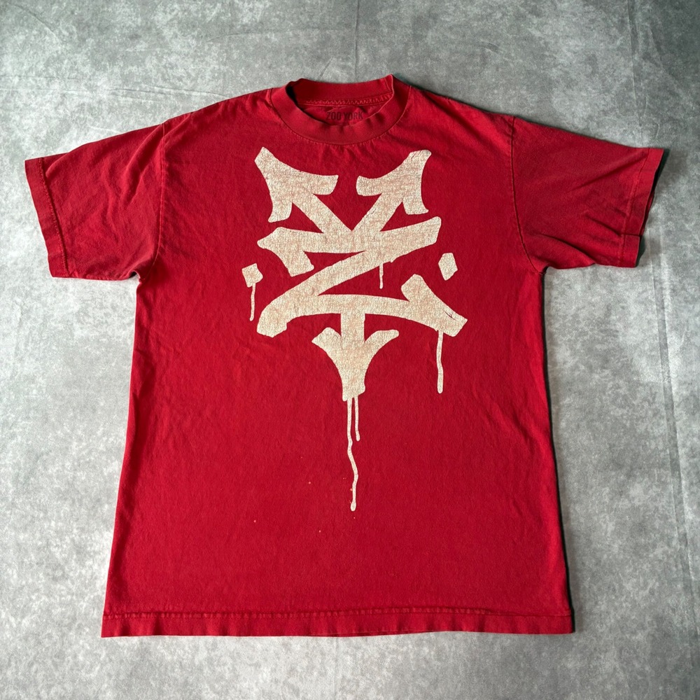 Y2K Zoo York Mens Red Graffiti Drip Logo Graphic T-Shirt M Streetwear Skate